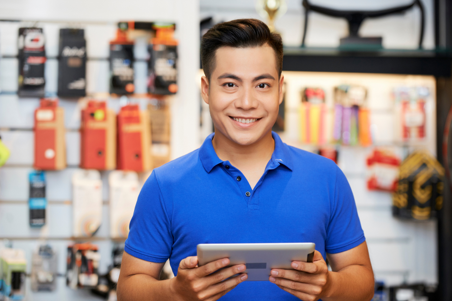 Salesman with tablet