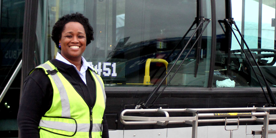 Happy bus operator 