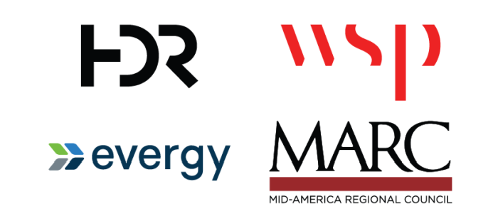 Logos for HDR WSP Evergy and MARC