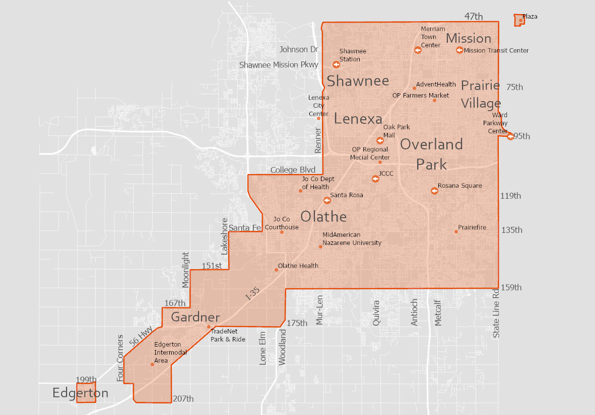 Johnson Country Microtransit Map