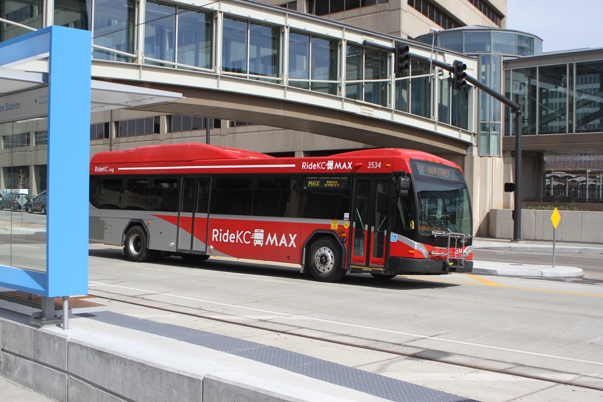 MAX bus leaving station