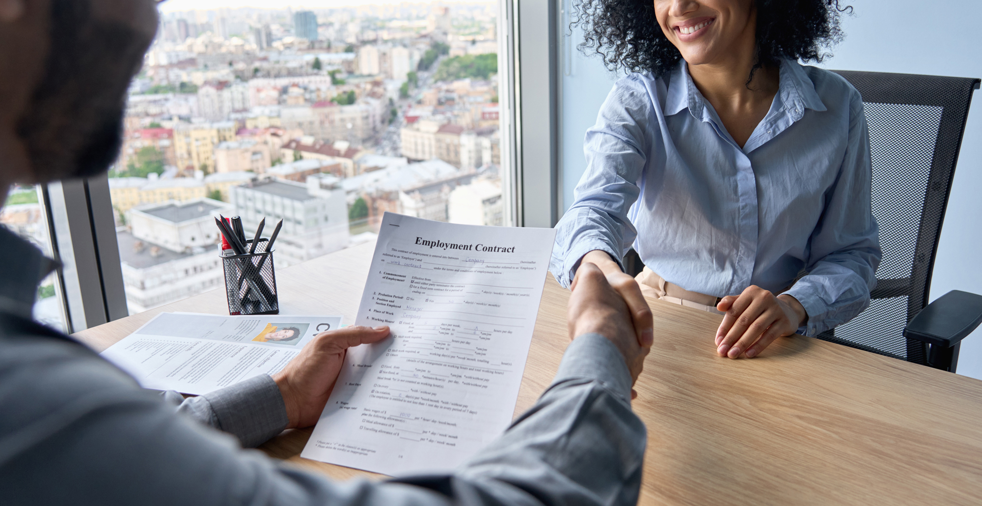 Job application handshake