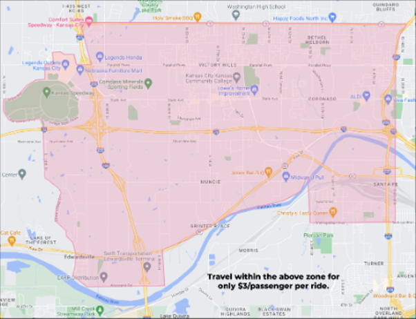 Midtown to Legends Microtransit Zone Map