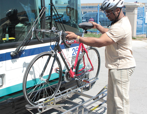 Loading the bike on the bike rack